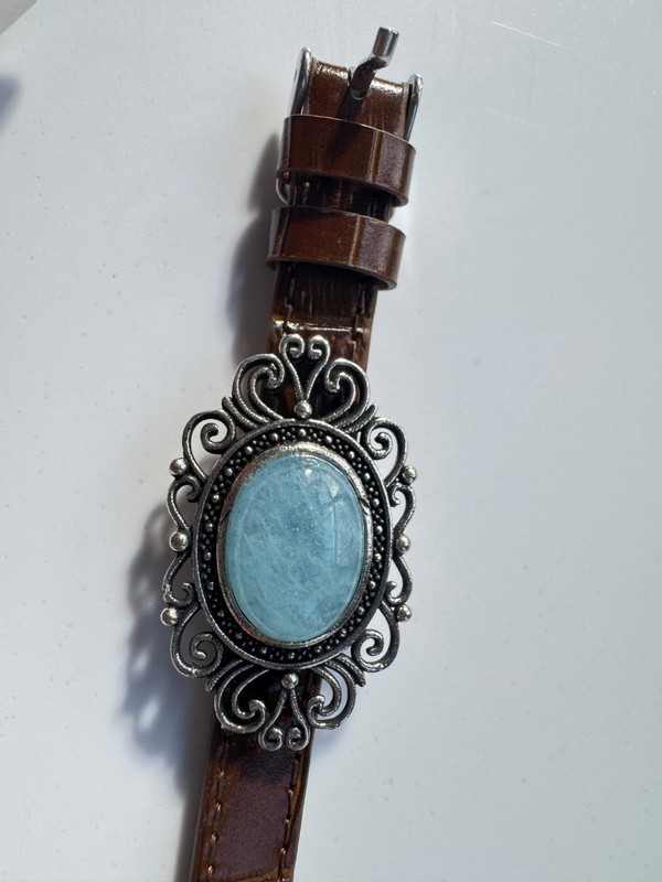 Brown Leather Watchband with Natural Crystal Accents gallery