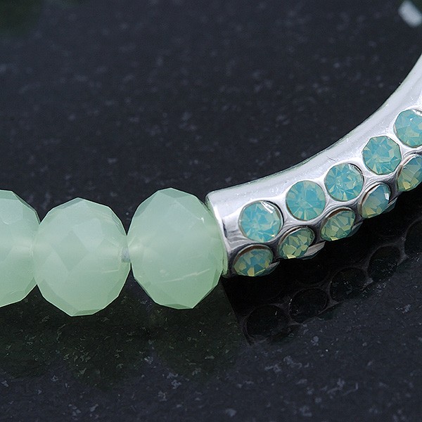 Light Green Mountain Crystal and Swarovski Elements Stretch Bracelet - Up to gallery