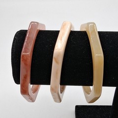 Lot of 3 Bangle Bracelets Octagon Marbled Colors Stackable 3 Colors Acrylic