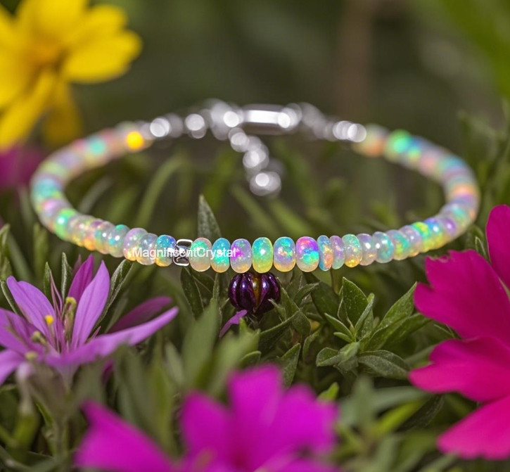 Pride2025 Premium 3MM Opal Rainbow Bracelet Birthstone Jewelry Love Energy Gift gallery