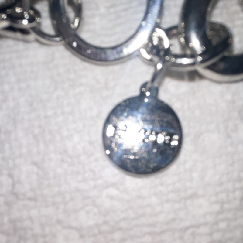 Silver Tone Oval Bar Link Bracelet Pavé Clear Crystal, Toggle, Disc Charm gallery
