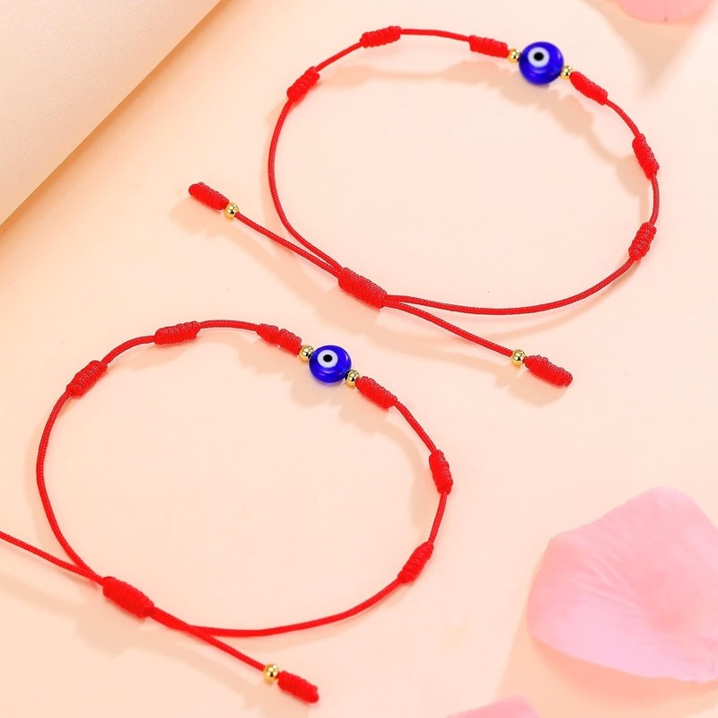 2Pcs Evil Eye Red String Bracelet Protection Amulet Lucky Kabbalah Jewelry Gift gallery