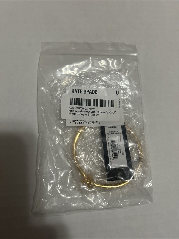 NWT KATE SPADE Sailor's Knot Logo Gold Hinged Bangle Bracelet gallery