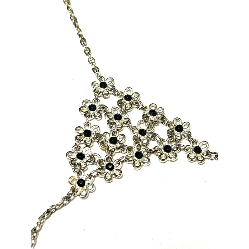 Pre-Owned Silver and Black Rhinestone Ring and Bracelet Combination gallery