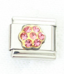 Casa D’Oro Flower Cubic Zirconia Stones Classic 9mm Link Italian Charm E72