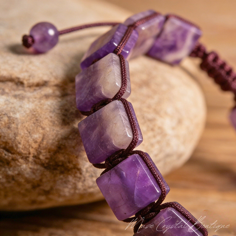 Genuine Amethyst Bracelet Natural Purple Crystal Healing Reiki Energy Stone Gift gallery