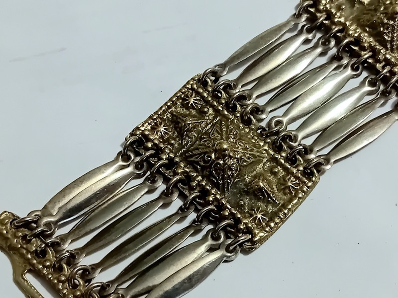 19cm Long Alpaca Mexico Hecho En Panel Bracelet A597 gallery