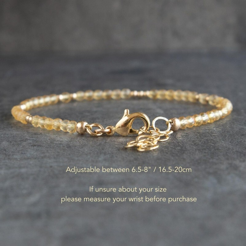 Natural Citrine Stone Dainty Bracelet 2mm Yellow Crystal Bracelet Minimalist gallery