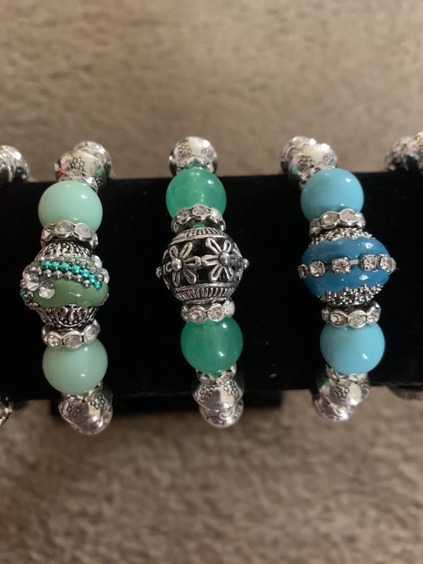 Pick A Color Red, Pink, Orange, Green, Blue, White Stretchy Charm Bracelet gallery
