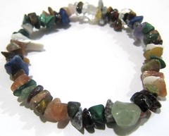 Natural Multi Stone Chip Stretchy Bracelet Uncut Nugget 6mm To 9mm 7 Inches.