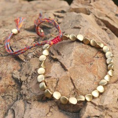 Tibetan Buddhist Brass Bracelets Copper Beads Lucky Bracelet Bangle Hand Weaving