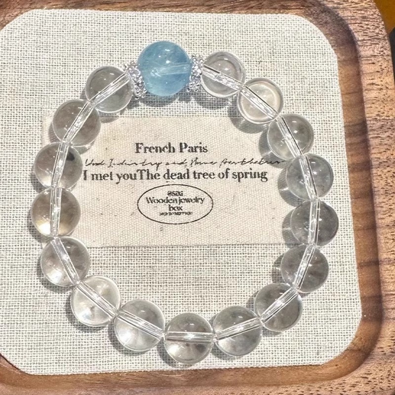 10mm White Crystal Haibao Blue Transparent Bead Bracelet for Women Girl Gift gallery