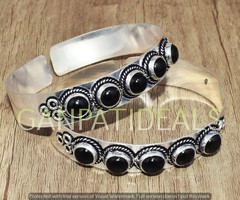 Black Onyx Gemstone Bangle 1pcs Wholesale Lots 925 Silver Plated Jewelry