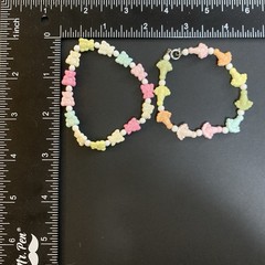 Vintage Child Size Stretch Bracelet &Clasp Set Pastel Set Gummy Bear Teddy Bears