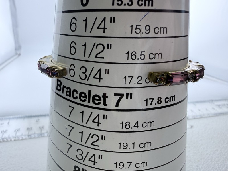 SORRELLI BRASSTONE PURPLE & PINK CRYSTAL 6 3/4” CUFF BRACELET K474D gallery