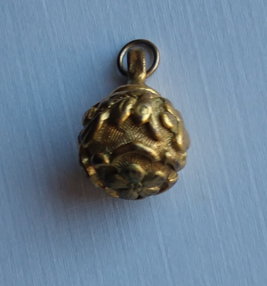 Solid Brass Charm 1/2 in Floral Ball gallery