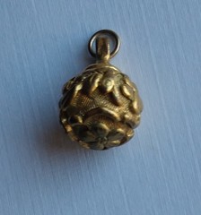 Solid Brass Charm 1/2 in Floral Ball