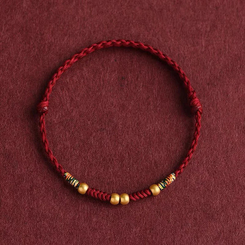 Hand Braided Copper Beads Red Rope Luck Bangles Anklets Size Adjust Handmade gallery