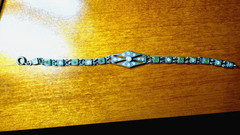 Vintage Sterling Silver 925 Diamond & Emerald Art Deco Tennis Link Bar Bracelet