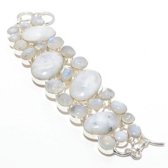 Moonstone Rainbow Silver Bracelet 925 Sterling Silver Bracelet Handmade Bracelet