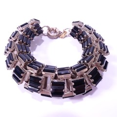 Neiman Marcus Lee Angel Women’s Onyx Black Crystal Box Link Bracelet NWT 250