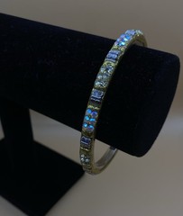 Silver & Gold Tone Crystal Rhinestone Stackable Bangle Bracelet Round Stones