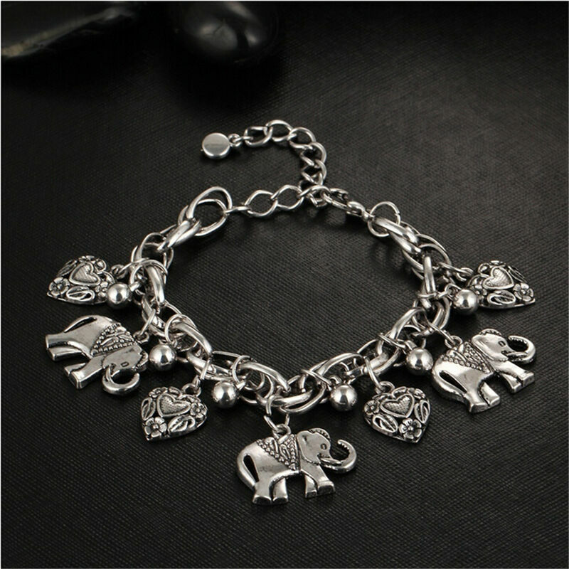 2PC Elegant Alloy Silver Unique Women Fashion Charms Elephant 9" Bracelet gallery