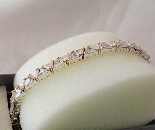 Trillian Cut CZ Solid Sterling Silver Tennis Bracelet Triangle Cubic Zirconia gallery