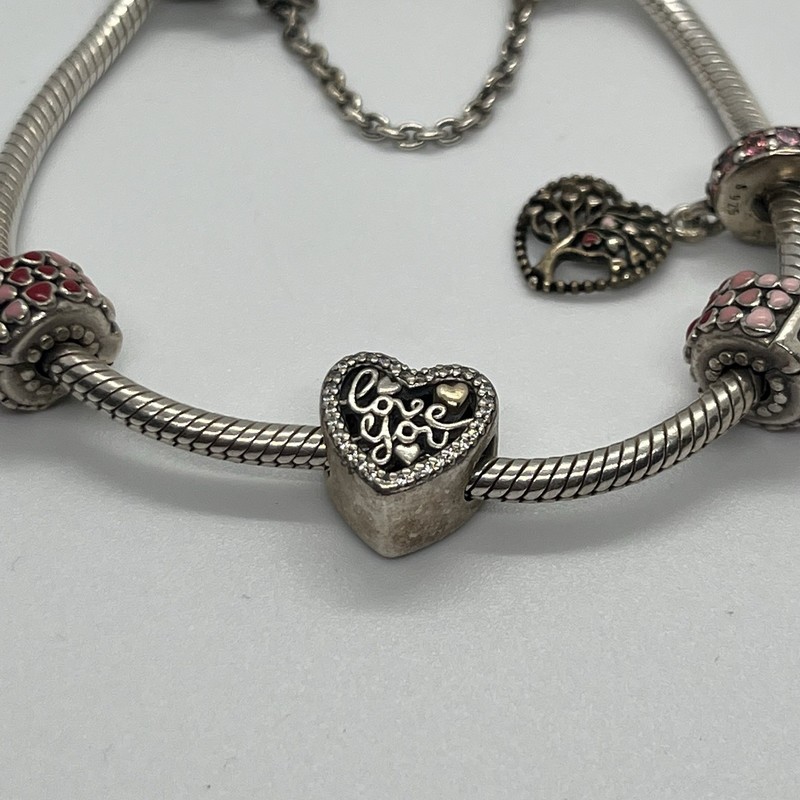 Pandora 7” Bracelet And 3 Charms 2 Spacers Great Starter Sterling 925 gallery