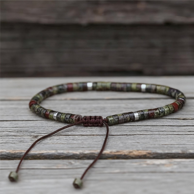 Bloodstone Bracelet Tube Bead Stone Jewelry Healing Energy Women Men Gifts gallery