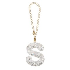 Letter Bag Charm Bling Glitter Letter Charm Initial, White, S Shape
