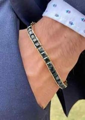 8 Ct Princess Simulated Black Diamond Men’s Tennis Bracelet 14K Yellow Gold Over