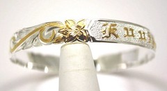 SILVER 925 HAWAIIAN BANGLE BRACELET SCROLL RAISED KUUIPO CUT OUT EDGE 8MM 2T