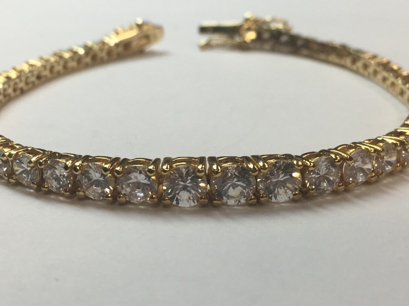 Rare Bracelet 14.59g 925 Graduating Silver 3-5mm RBC CZ Estate Vintage Gem Stone gallery