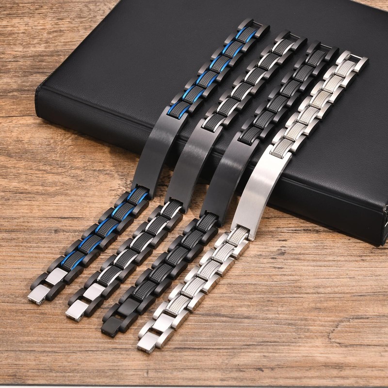 VNOX Personalised Watch Band Bracelet for Men Stainless Steel Chunky Wristband gallery