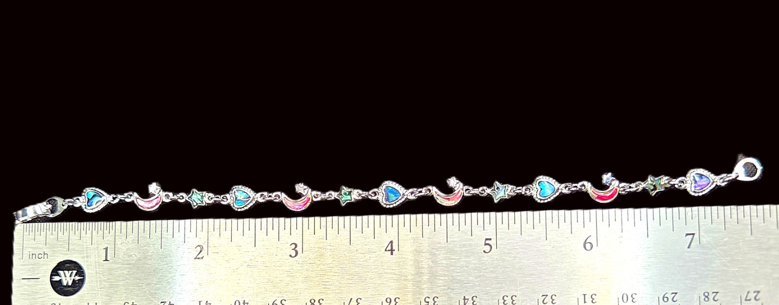 Heart Moons & Stars W/ Paua Shell Inlay Bracelet, artisan made gallery