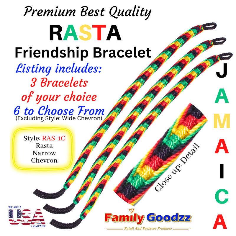 🌈 Threaded Hand Woven Rainbow Friendship Bracelet Bob Marley Rasta, USA (3 pcs) gallery
