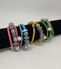 Charms Magnetic Silver Clasp Bracelet Assorted Colors 4-Pack