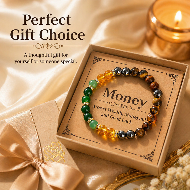 Stretchable Money Gemstone Bracelet Beads Attract Wealth for Women Men Gifts gallery