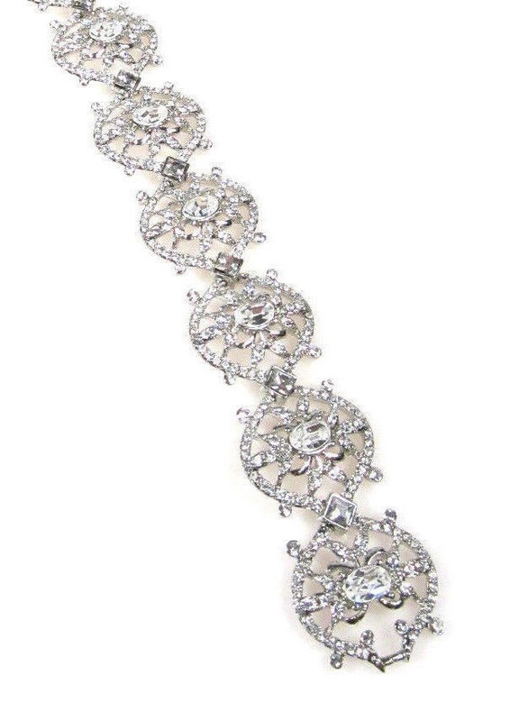 Carolee Lux Silver-Tone Geometric Clear Pave Flex Bracelet NWT $125 gallery
