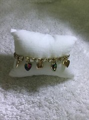 TJC Gold Tone Heart Simulated Topaz/Diamond Bracelet New Size 6.5” 5115*