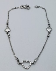 DaneCraft Tarnish Free 925 Sterling Silver Open Heart Bracelet 7 1/2”