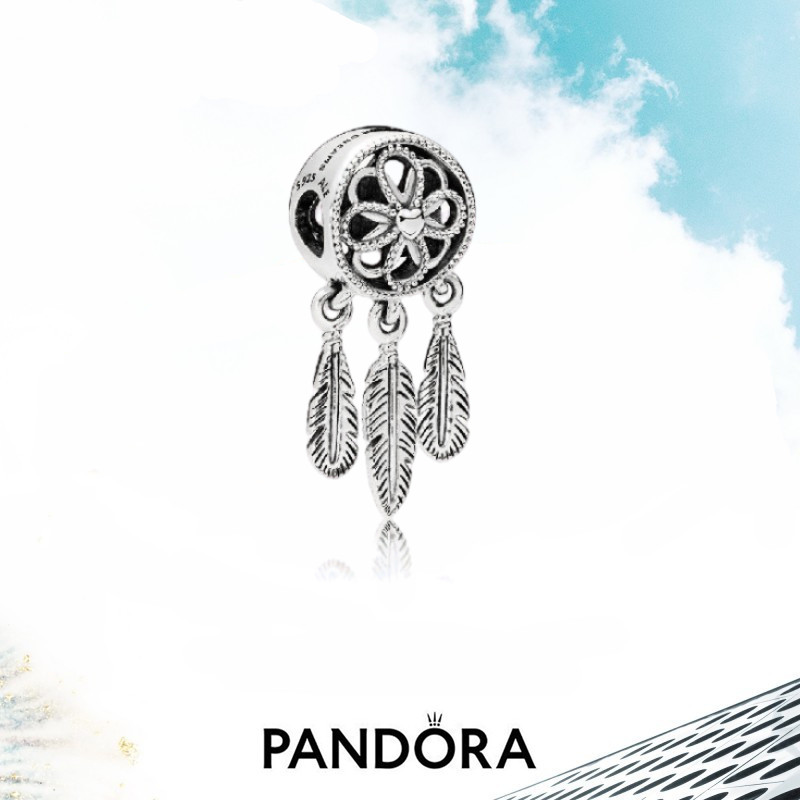 Authentic Drop Feathers Spiritual Dreamcatcher 925 Sterling Silver Moments Charm gallery