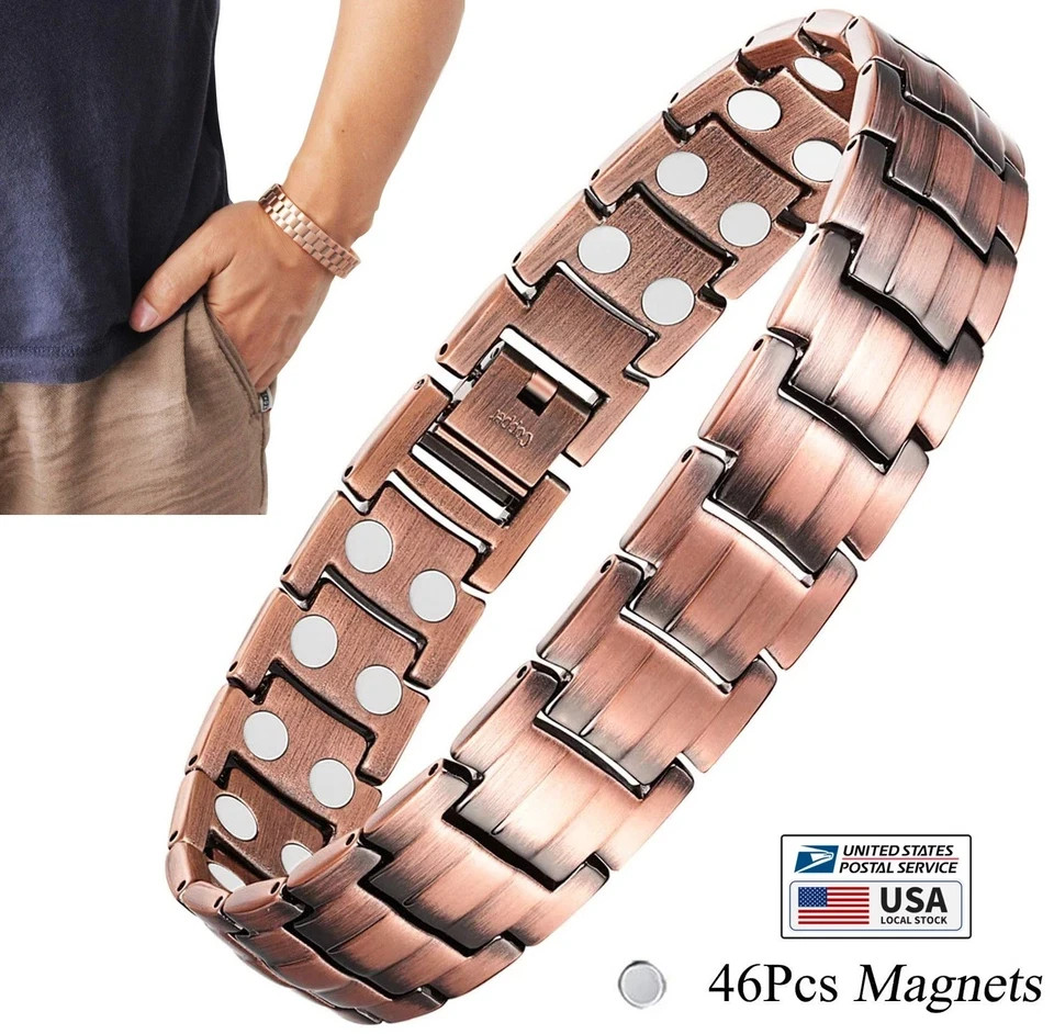 Men's Bracelet Magnetic Therapy Arthritis Pain Relief Pure Solid Copper Bangle gallery