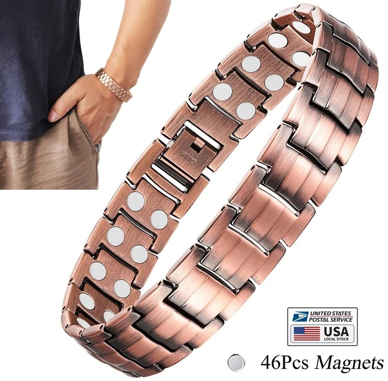 Men's Bracelet Magnetic Therapy Arthritis Pain Relief Pure Solid Copper Bangle gallery