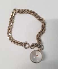 1990s Mustard Seed Bracelet Silver Tone Curb Chain Faith Charm Germany 5172JR