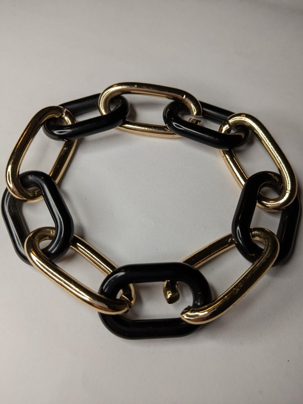 Fashion Costume Jewelry Chain Black and Gold With Extra Adjust Chain Link gallery