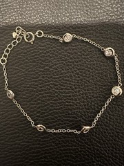 Sterling Silver 925 CZ By The Yard Style Bracelet With Spring Ring Clasp