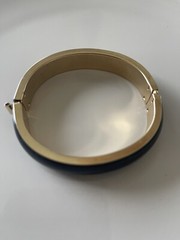 Vintage Black Gold Tone Clasp Bangle Bracelet Cocktail Career Dress 3” Capsule