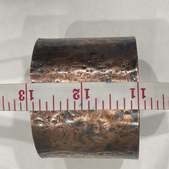 Rustic Wide Unisex Hammered Copper Open Cuff Bracelet, Size 6 1/2
